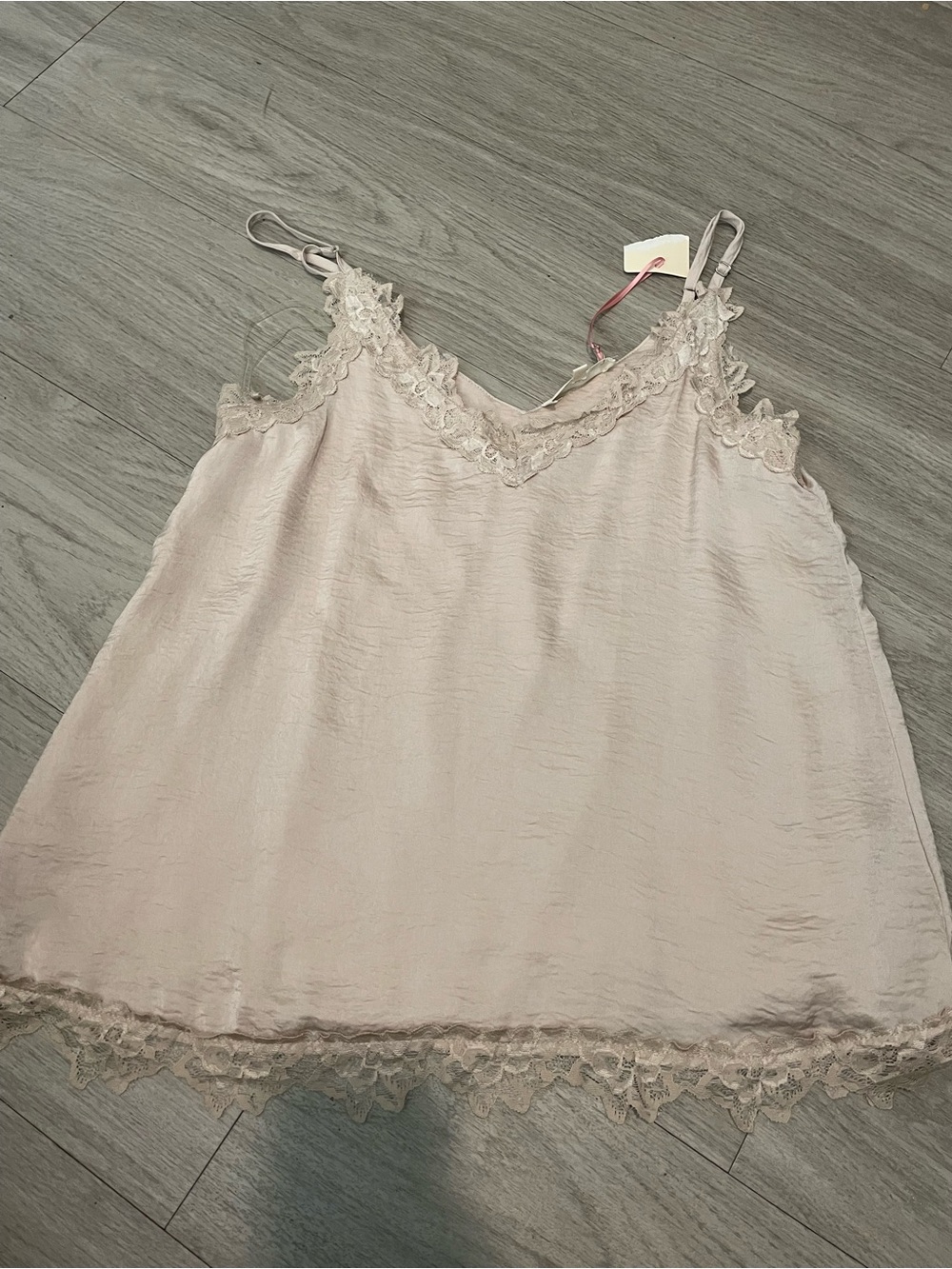 entro Lace-Trim Satin Cami Tank - Light Blush